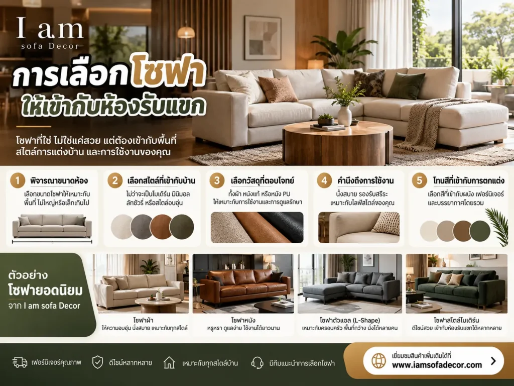 การเลือกโซฟาให้เข้ากับห้องรับแขก